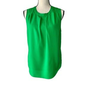Michael Kors Green Sleeveless Pleated Blouse Size M